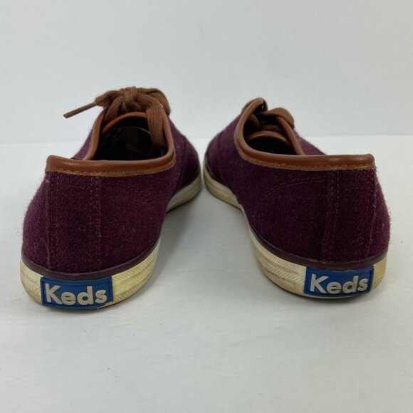 Keds Champion Wool Sneakers Low‎ Top Size 6 Wine Burgundy Casual Shoes Heathered - Picture 7 of 10